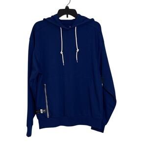 Xersion Small Lifestyle, French Terry Long Sleeve Hoodie Blue Depths Side Pocket